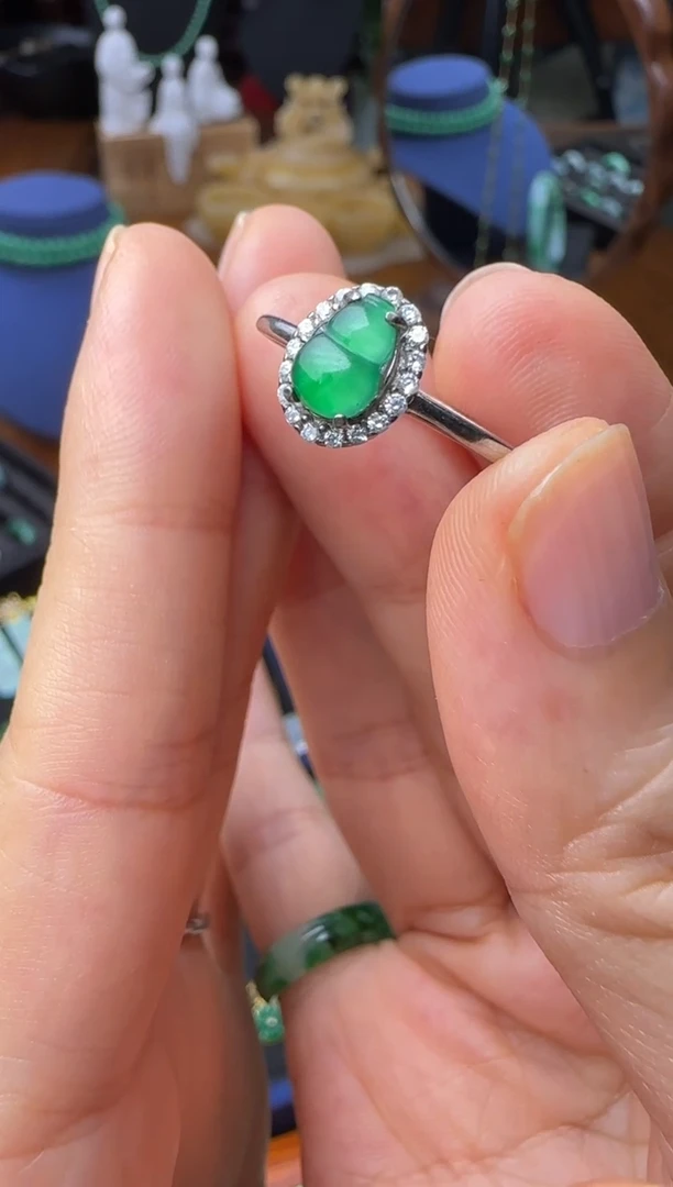 翡翠戒指银S925镶嵌闪购商品499