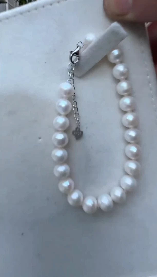 【闪购商品】淡水珍珠手绳银S925镶嵌手链8-9