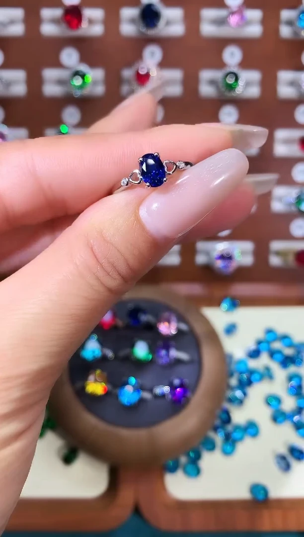 戒指蓝宝石未镶嵌57银色