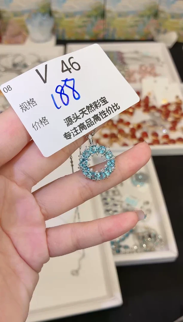 吊坠(不含链)银S925镶嵌托帕石多样性发一V46