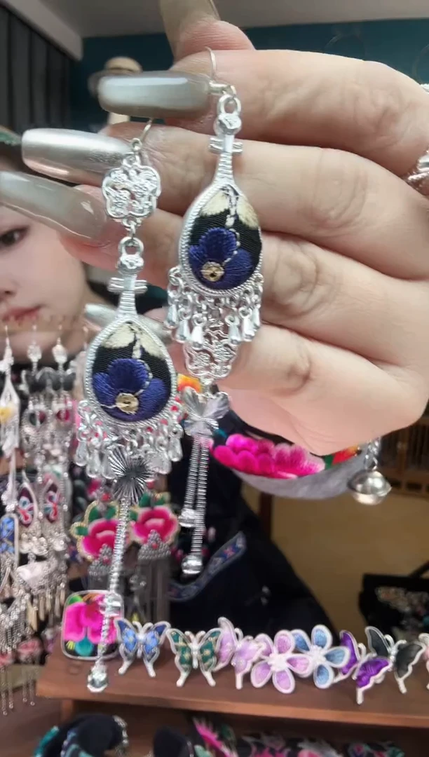 刺绣纯手工民族风刺绣耳环