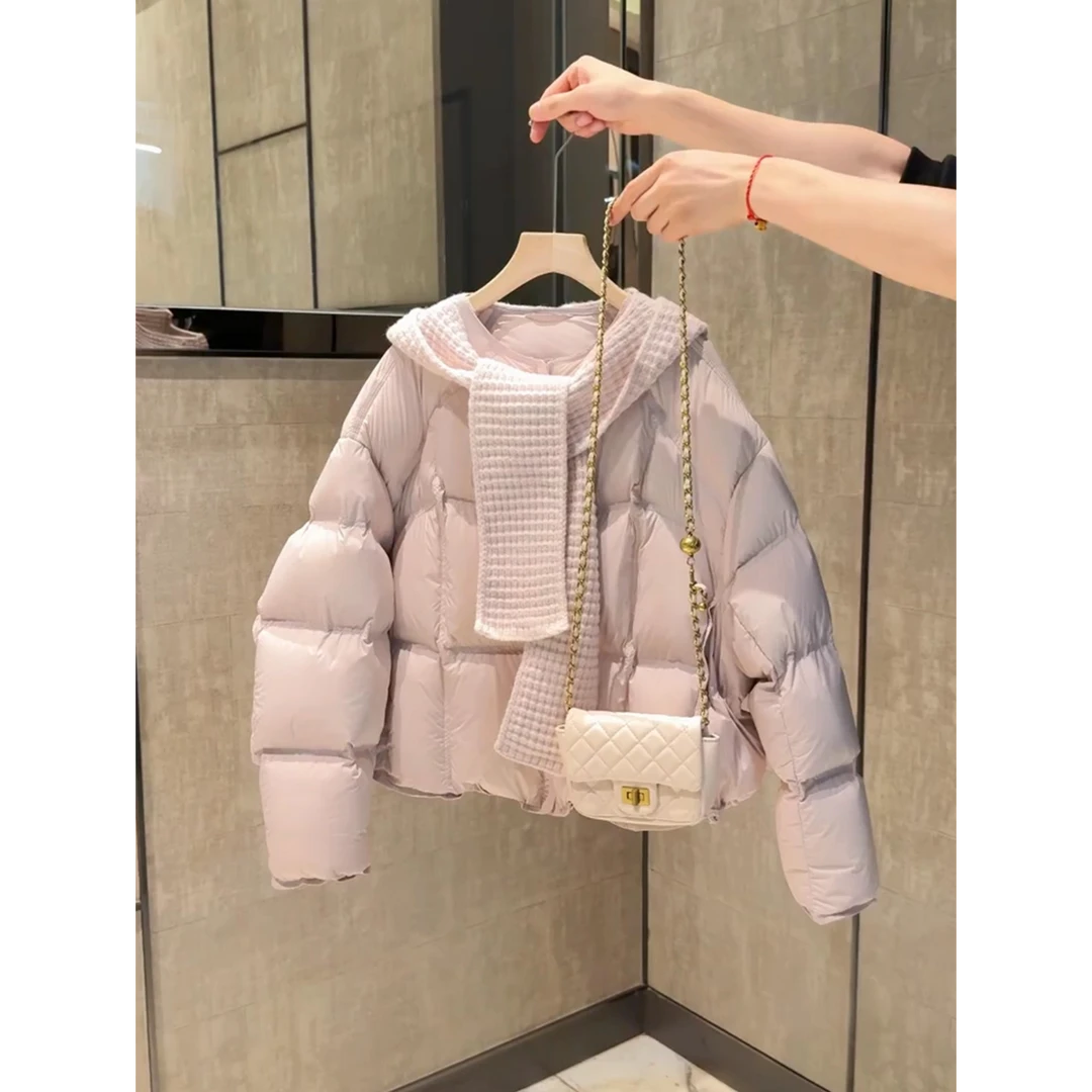 韩版甜美风粉色立领加厚保暖棉服女装冬季新款通勤百搭面包服外套