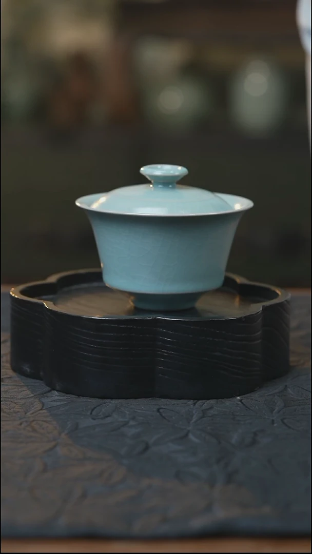 汝瓷 （拾汝）（天青）马蹄盖碗