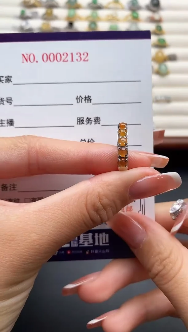 银S925镶嵌戒指翡翠444444+3