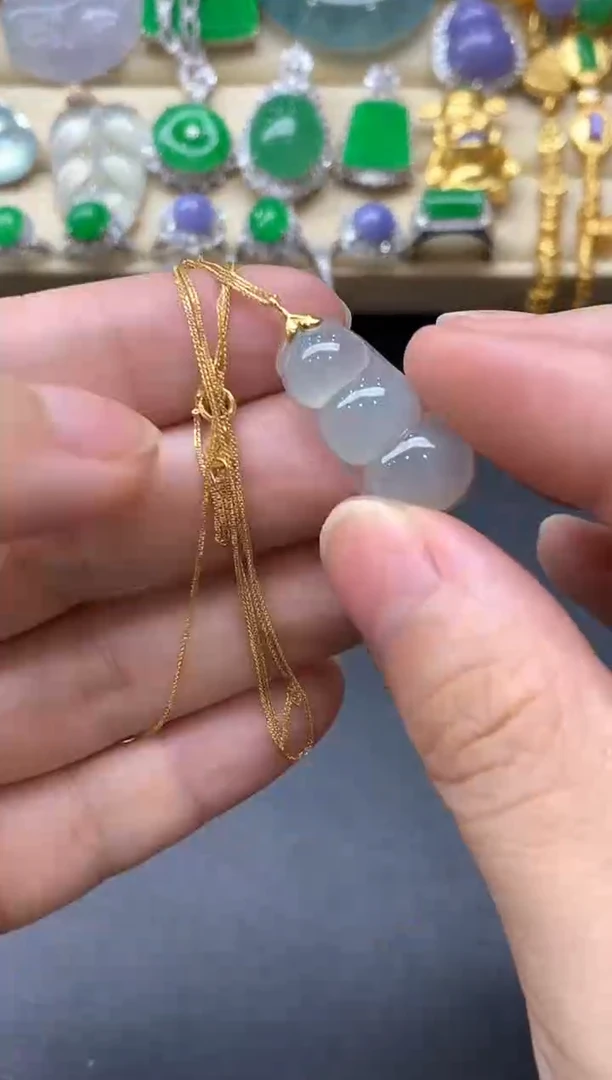 颈饰18K金镶嵌翡翠127-中国好珍宝