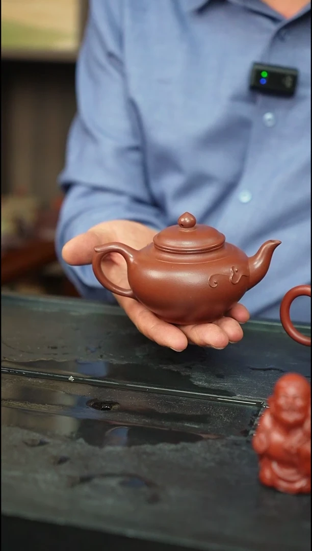 茶壶紫砂牖见斋|精工紫砂|祥云笑樱