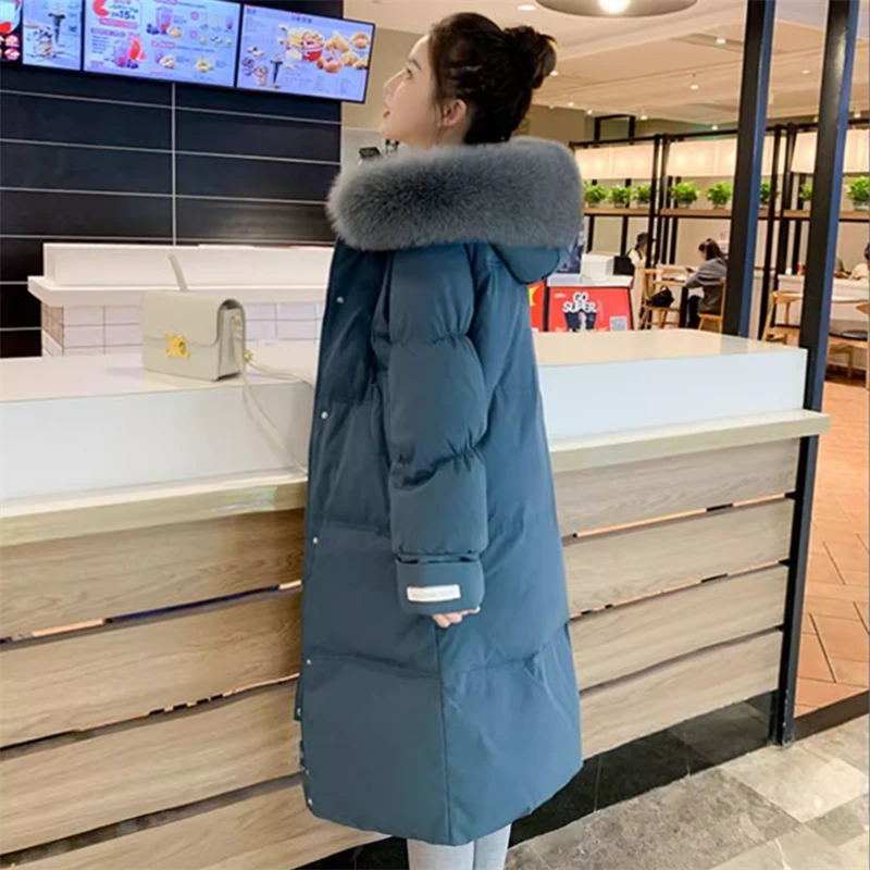 清仓 ！羽绒服女秋冬新白鸭绒中长款过膝加厚冬毛领保暖时尚厚外套