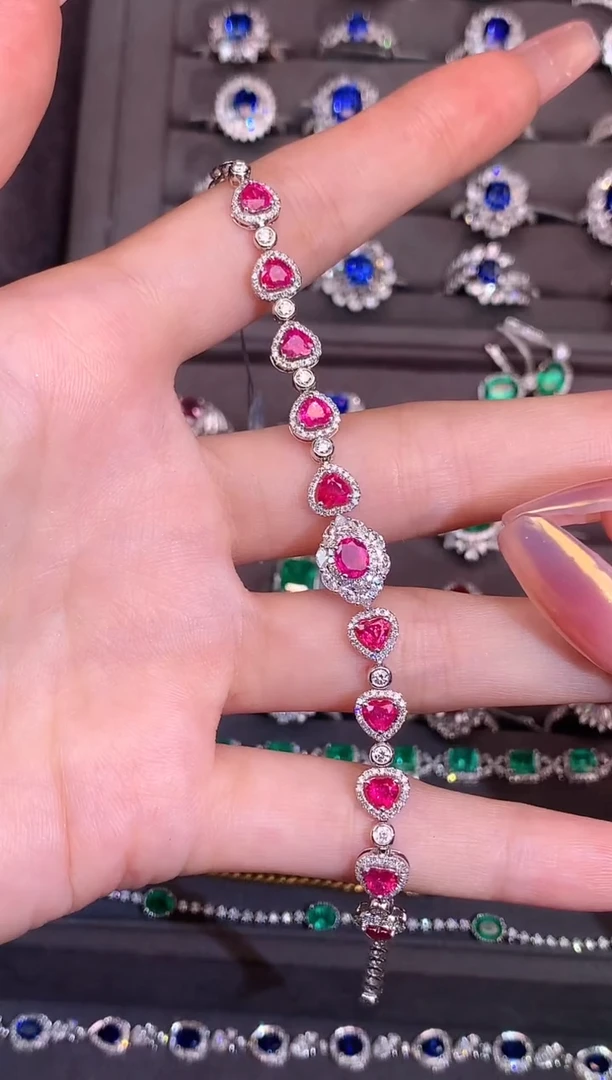 手链18K金镶嵌红宝石3.3CT 缅甸