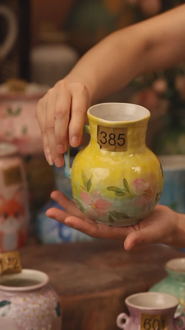陶瓷385景德镇设计师手作花器摆件侘寂风