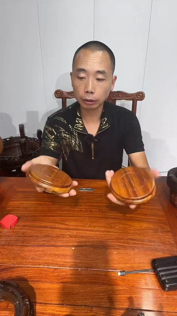 木老花圆形小盘几两个11*12*2.6