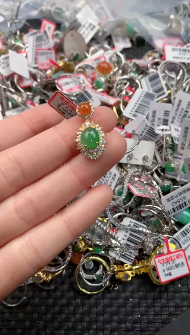 银S925镶嵌戒指翡翠1        1