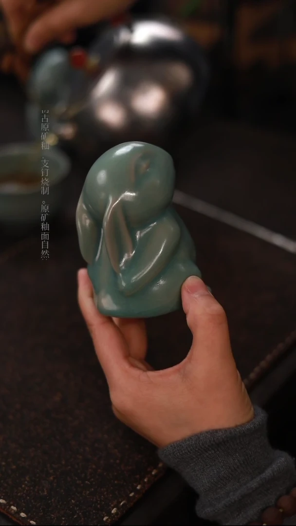 【闪购商品】杯一级品青绿仿古茶宠兔子