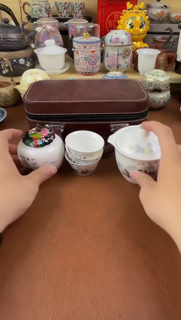 陶瓷茶具摆件旅行套组