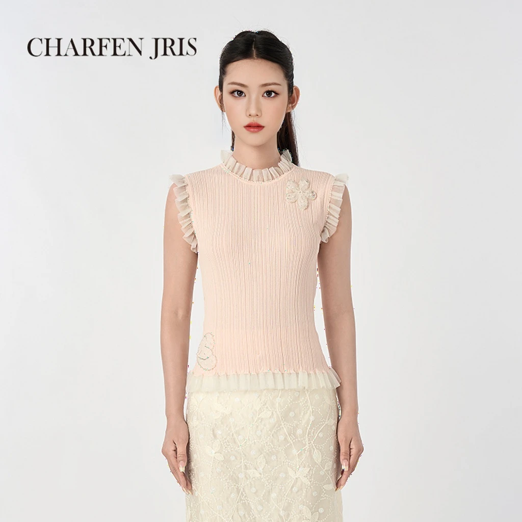 【媛媛专享】朝峰夏季新款时尚蕾丝针织无袖背心FJF2D679-6535C