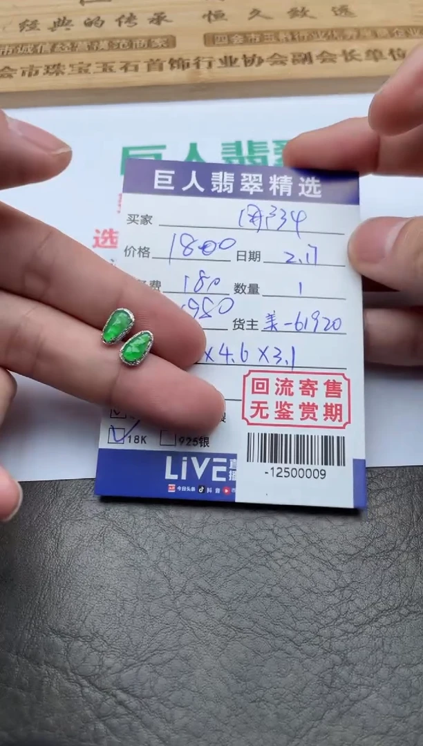 【闪购商品】翡翠颈饰18K金镶嵌耳饰-12500009