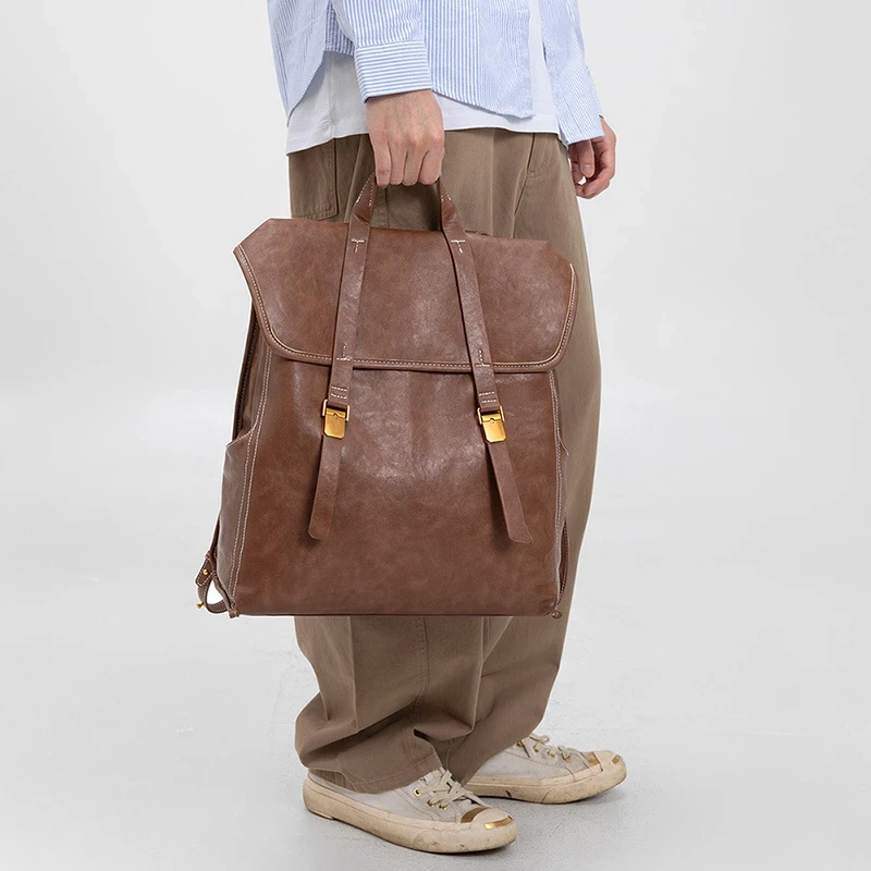 [LuckyBag包好运]英伦风简约双肩包大容量背包男旅行上课双肩背包