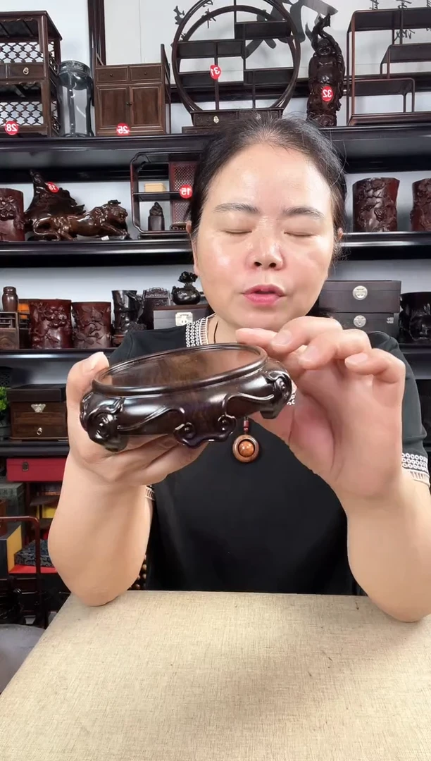 木羊头底座老李红木工艺品