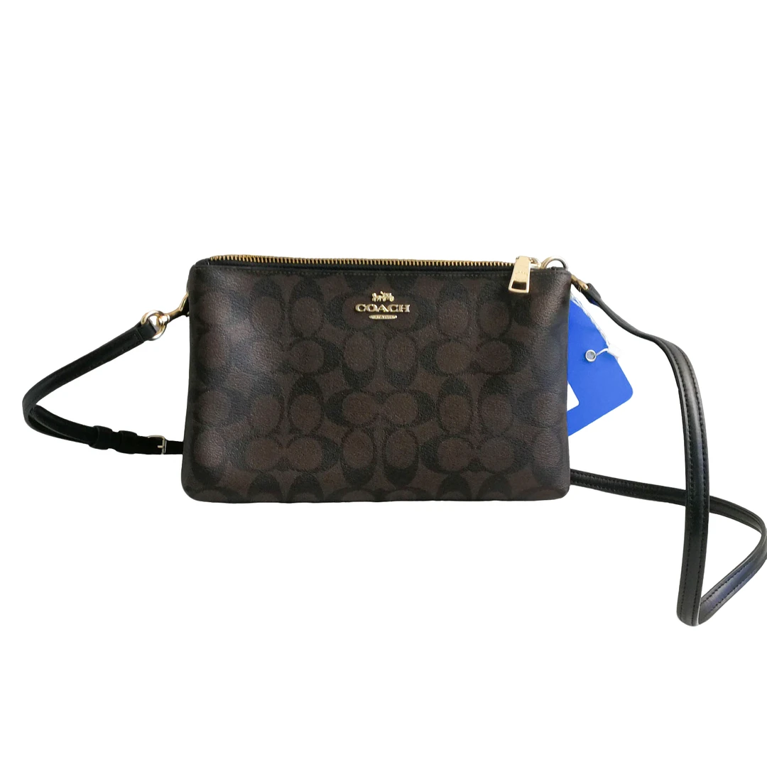 95新 COACH/蔻驰 coach 棕老花斜挎包  032910