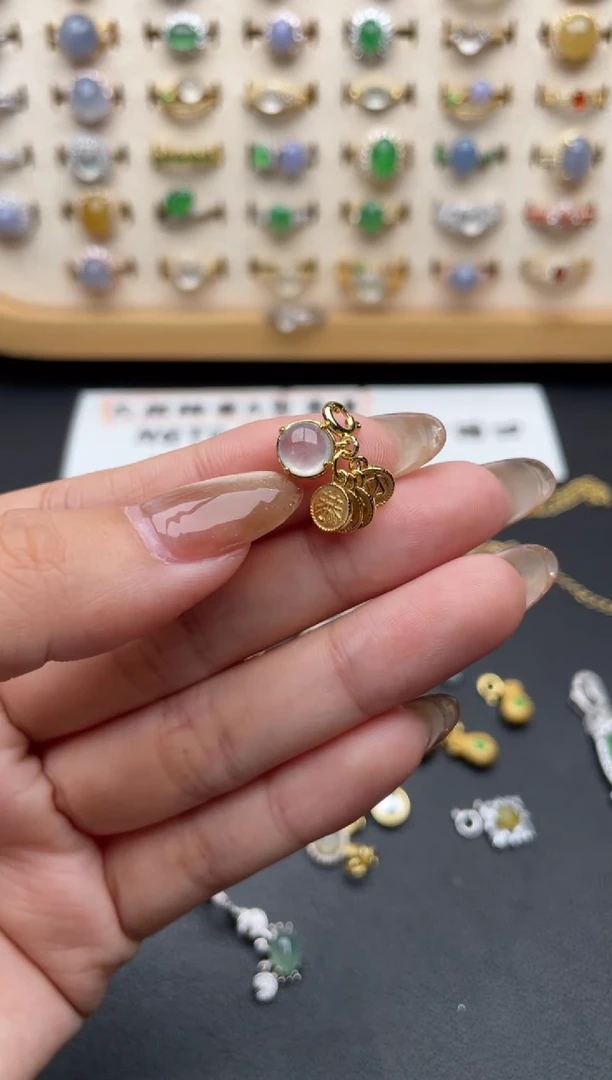翡翠银S925镶嵌吊坠(不含链)一物一证一礼盒