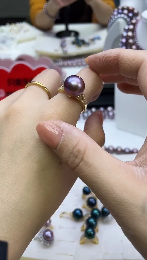 未镶嵌戒指淡水珍珠紫色系戒指