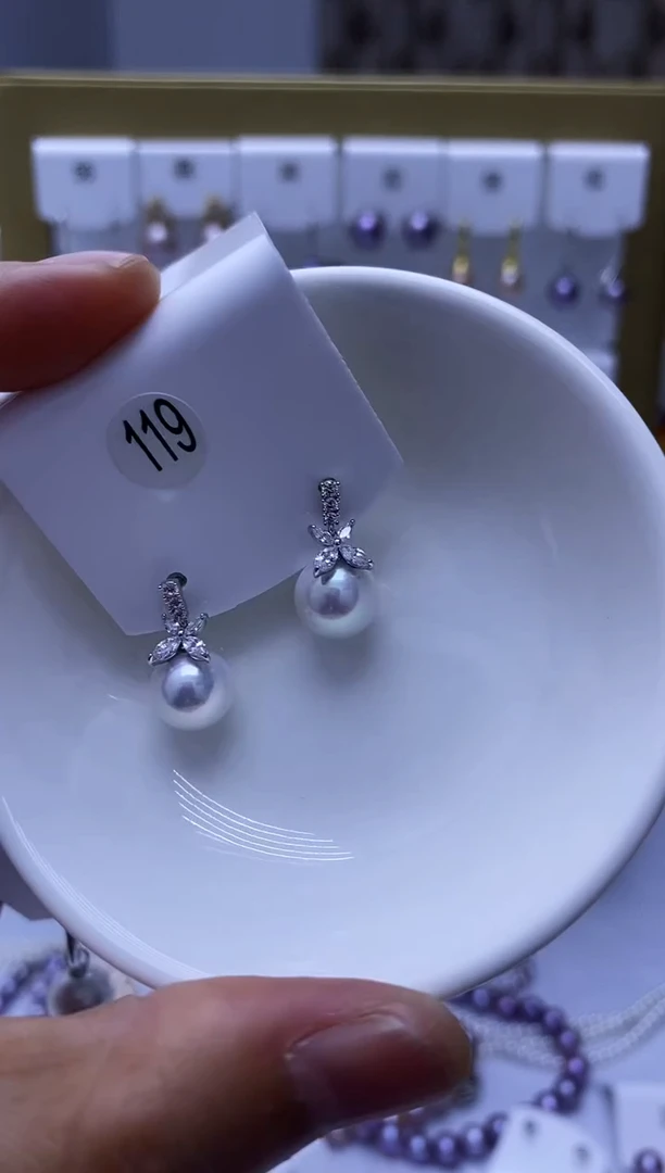 银S925镶嵌耳饰淡水珍珠119