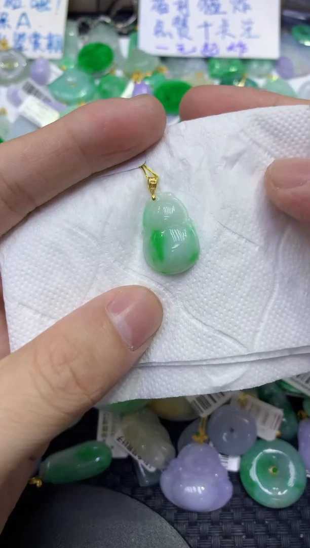 颈饰18K金镶嵌翡翠天然缅甸A货翡翠