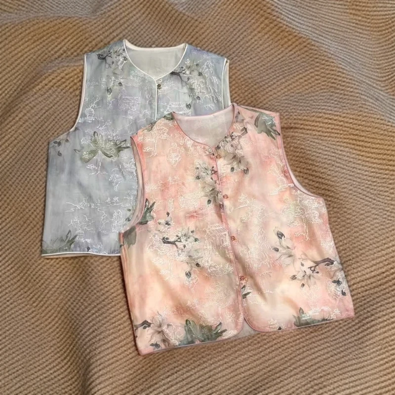 【锦衣服饰】QGWZ 5829-2新中式盘扣刺绣无袖马甲