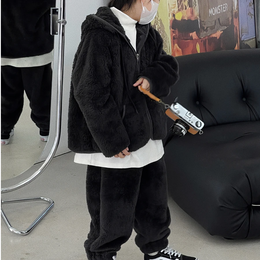 儿童冬装套装男童暖暖绒秋冬家居服睡衣2025新款宝宝加厚保暖