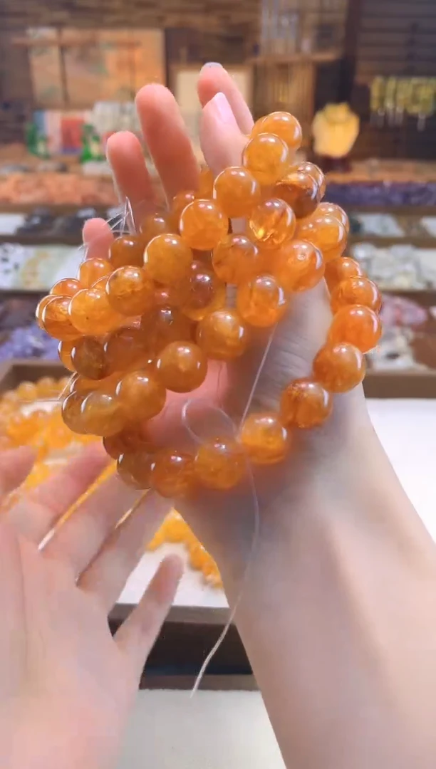 水晶手链合金H-021黄金胶花（深）