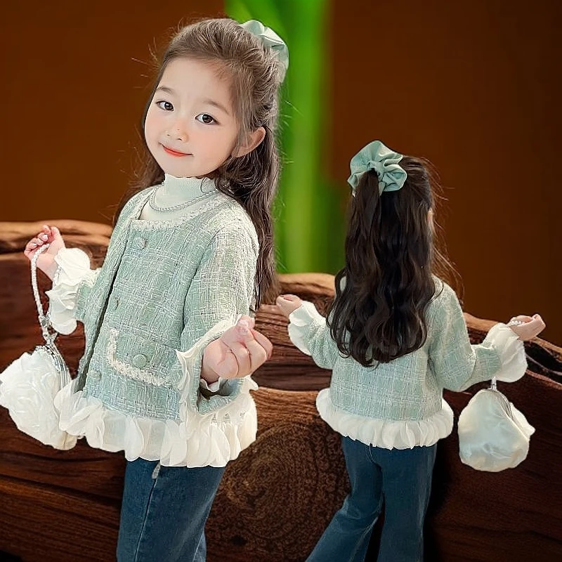 女童外套秋季新款儿童韩系小香风上衣中大童时髦宝宝洋气外衣