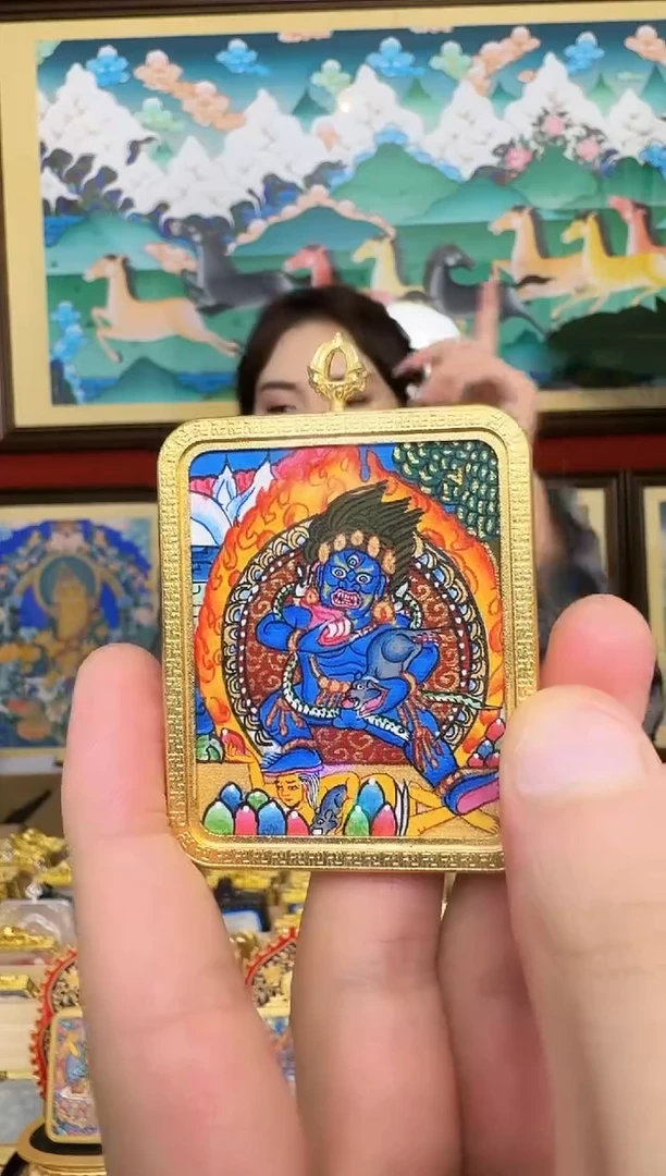 吊坠黑财神-热贡纯手绘周毛