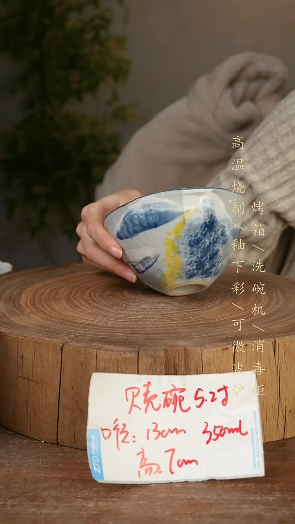 碗瓷景德镇手工手绘高温瓷釉下彩