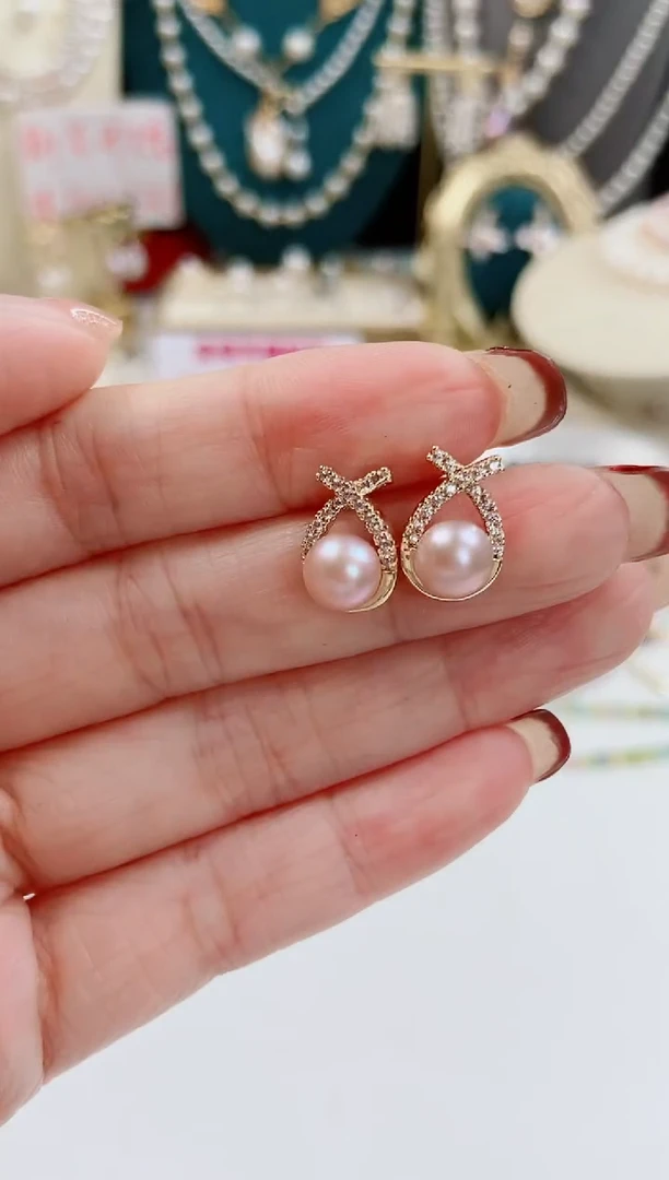 未镶嵌淡水珍珠耳钉耳钉