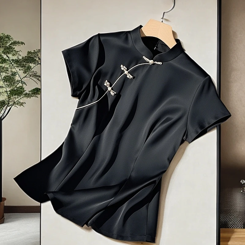 2025初夏国风新中式千金闺秀高级感穿搭上衣漂亮轻奢小众立领女装