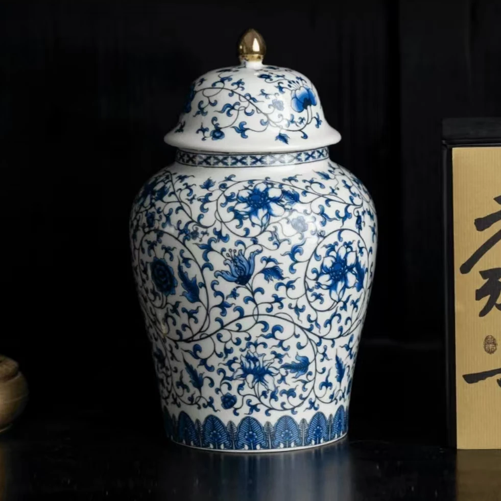 YS143-珐琅将军茶叶罐手工高档复古中式龙纹珐琅彩釉里红缠枝