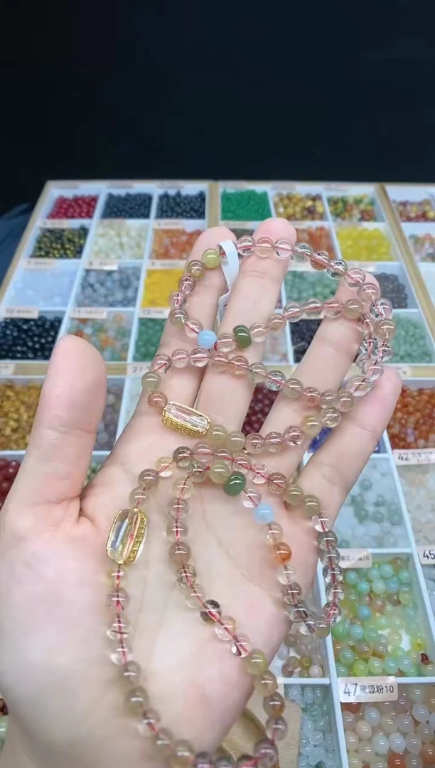 【闪购商品】水晶手串未镶嵌彩发晶双圈多样性发一