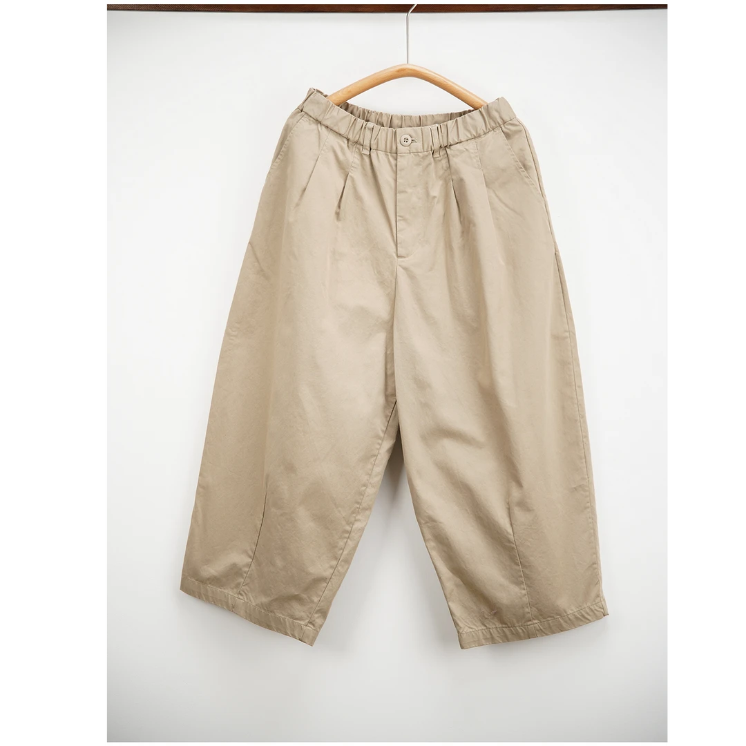 100棉 休闲卡其色花苞裤