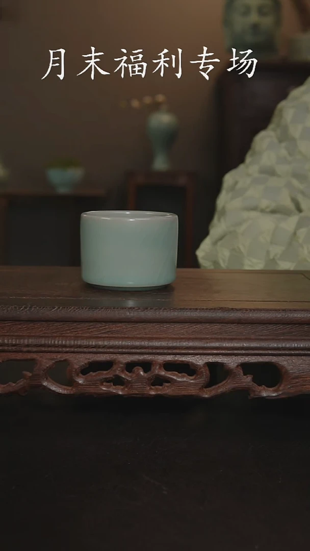 摆件瓷仿古釉手工扳指杯