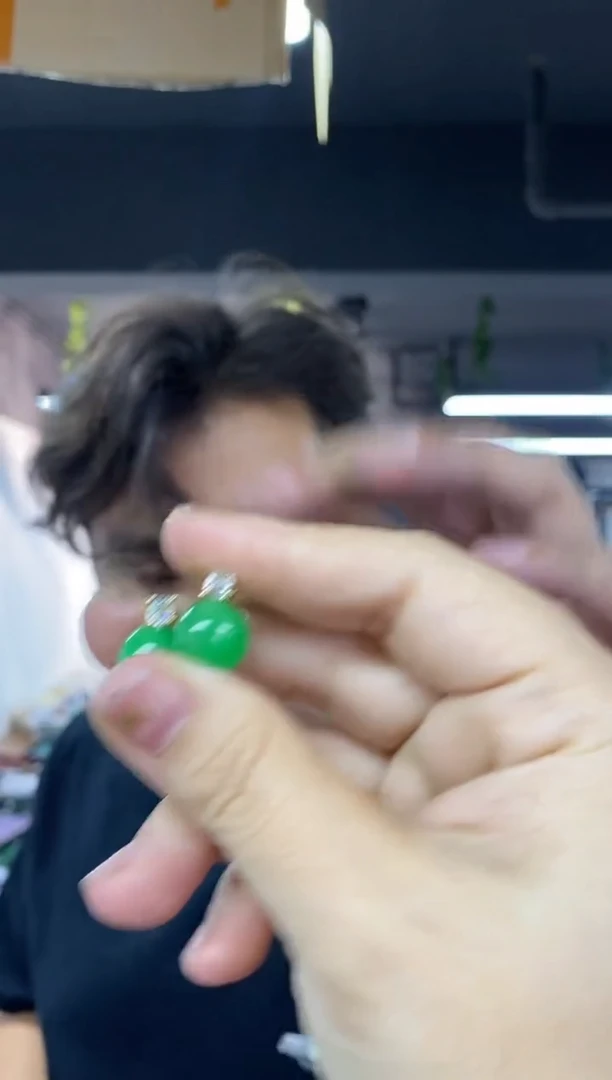 银S925镶嵌翡翠耳饰多样性发其一颜色微差