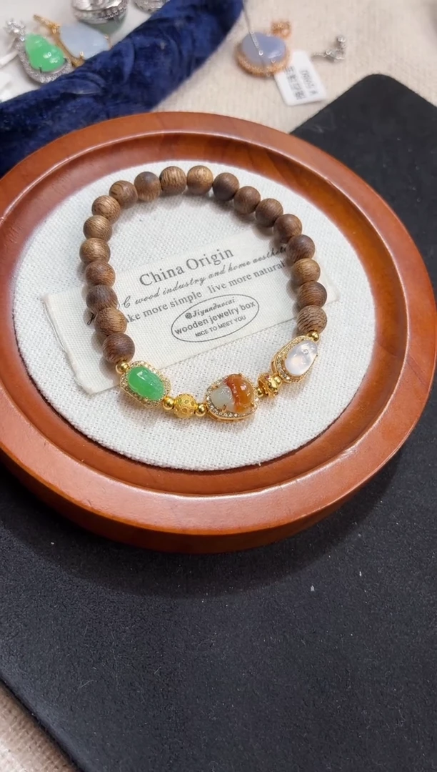 吊坠(不含链)银S925镶嵌翡翠手串