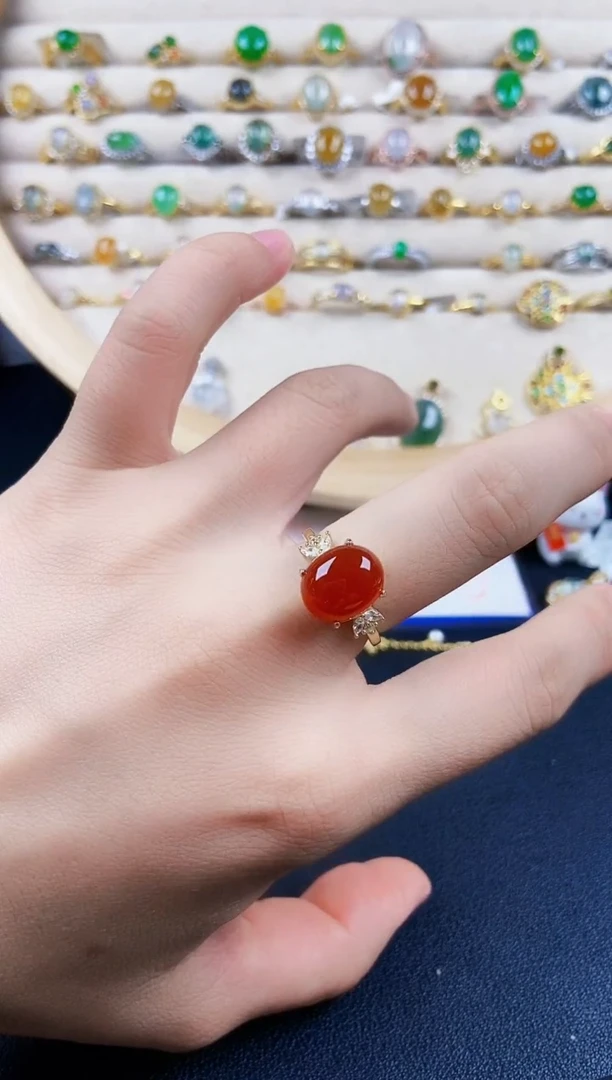 玛瑙/玉髓戒指银S925镶嵌456879