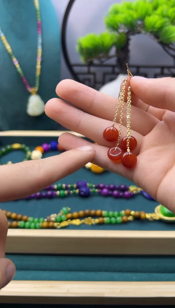 【闪购商品】南红玛瑙耳饰14K金镶嵌E13