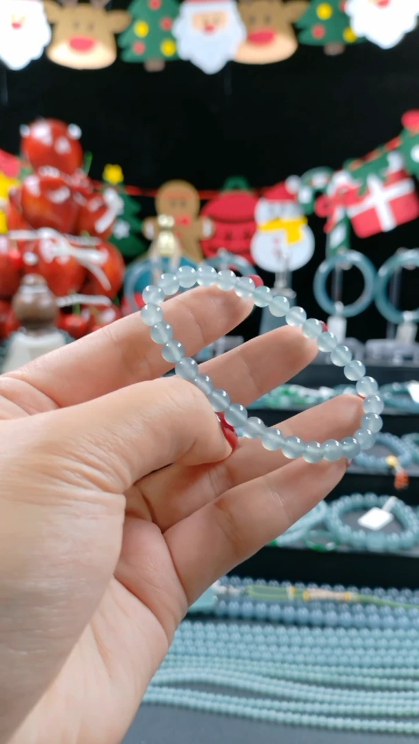 未镶嵌手串翡翠6mm高冰危白手串（福利）