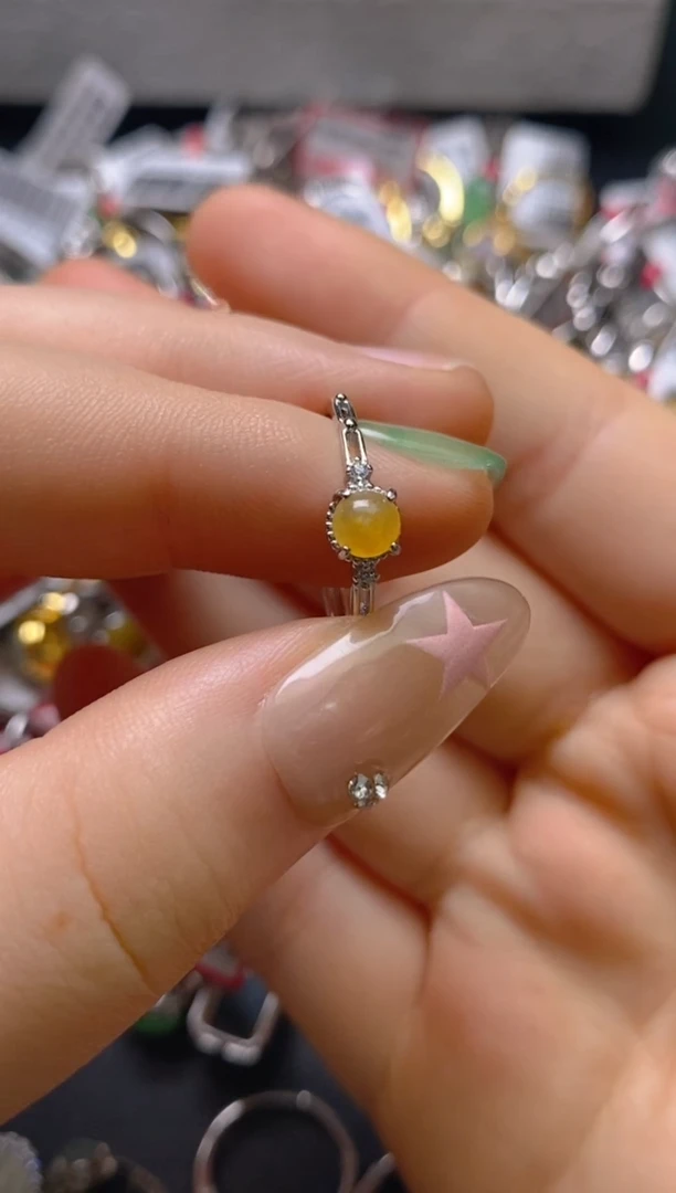 银S925镶嵌戒指翡翠百内无证书