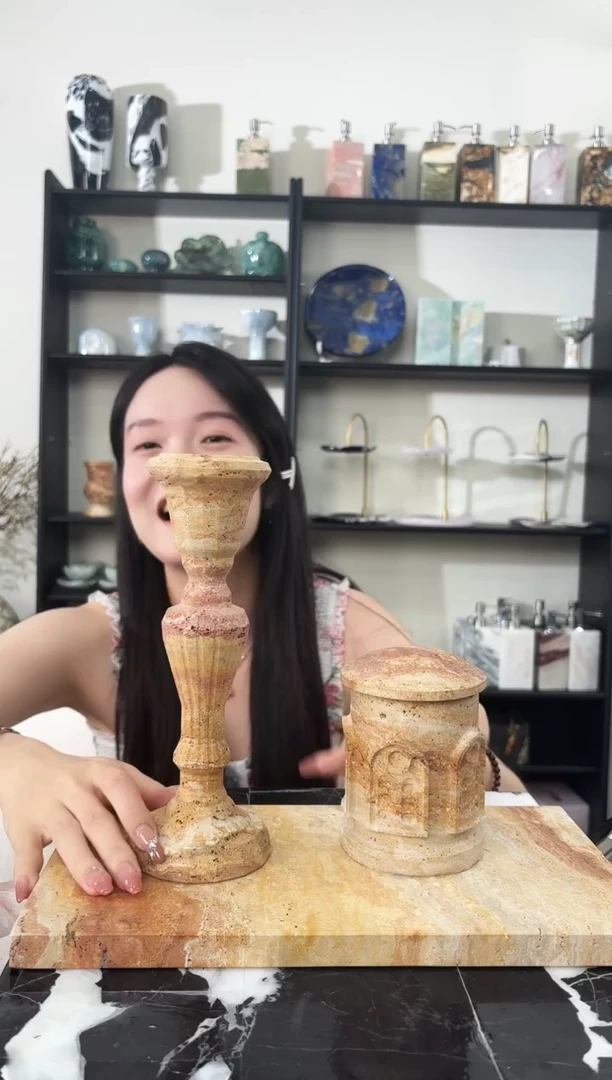 石材S***️大漠流沙黄金洞石三合一