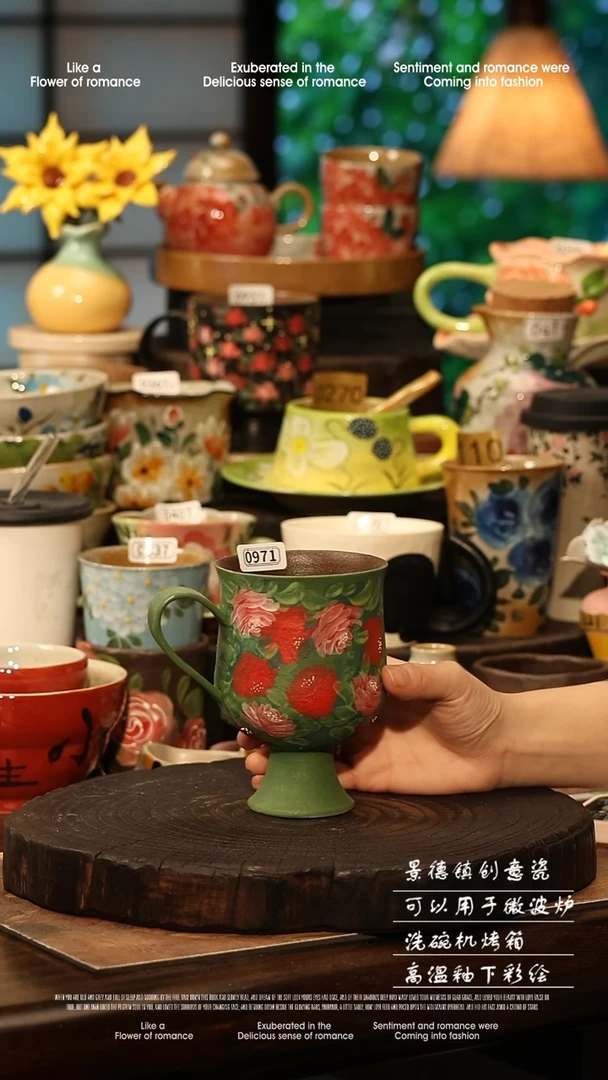 陶瓷景德镇高温釉下彩手工手绘款式