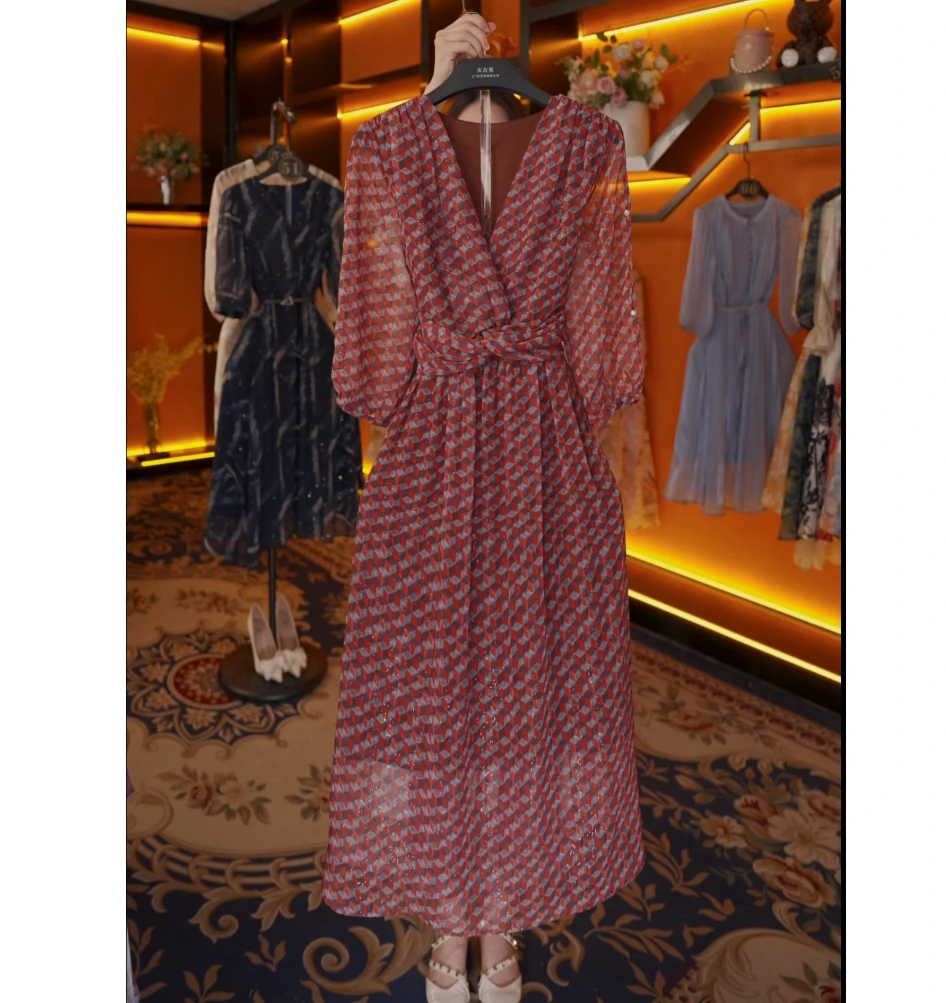 【vian专属】夏季复古设计师法式轻奢小众高级感显瘦连衣裙CO-237