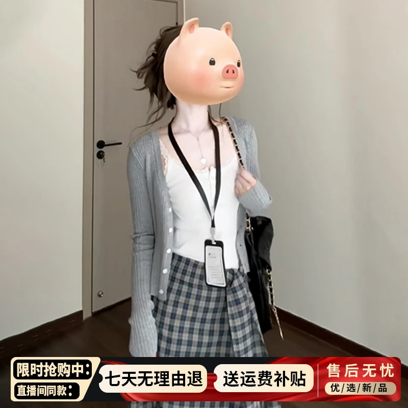 法式灰色针织长袖连衣裙设计小众衣服女装2025新款小个子气质长裙