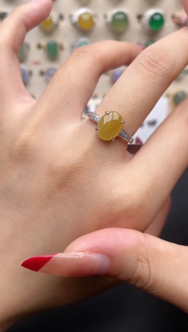 【闪购商品】翡翠戒指银S925镶嵌一物一证一礼盒