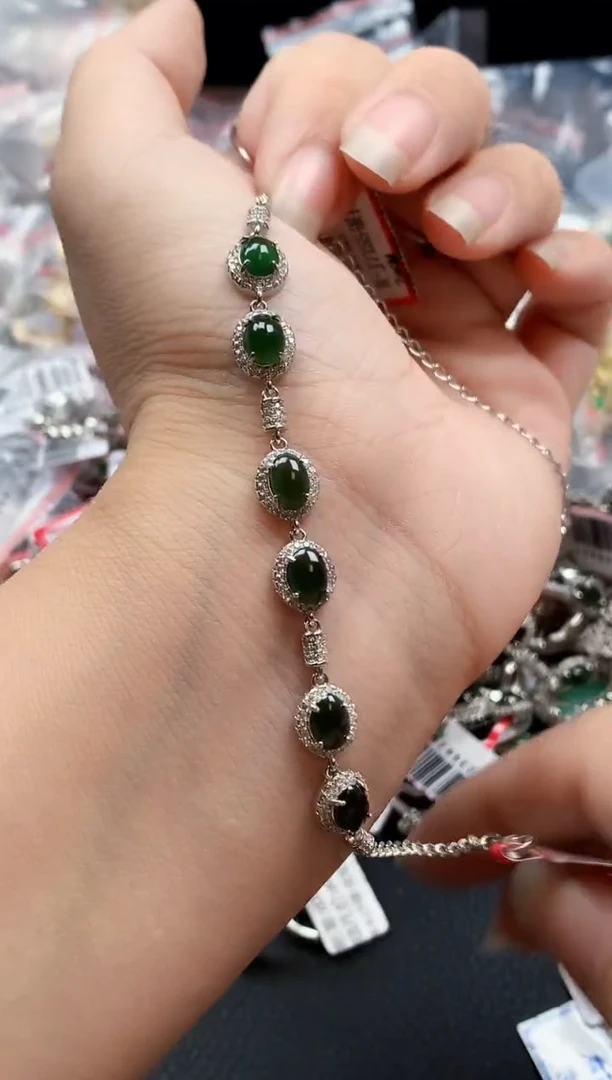 银S925镶嵌戒指翡翠天然A货缅甸翡翠